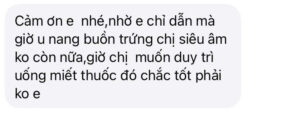 Tin nhắn chị nhắn mình sau 3 tháng theo dõi và dùng thuốc tránh thai kết hợp để điều hòa nội tiết