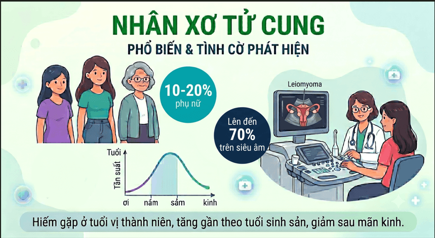 Tổng quan tần suất mắc nhân xơ tử cung và tỷ lệ phát hiện qua siêu âm định kỳ